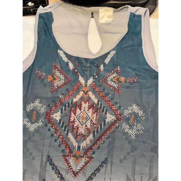 Summer shirt tribal Aztec beaded sparkly size large - Picture 14 of 14